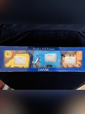 DANSK 3 Picture Frame Set NOAH’S Ark Lion Elephant Tiger New